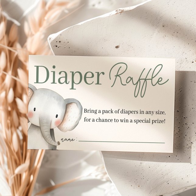Safari Elephant Baby Shower Raffle Tilläggskort (Skapare uppladdad)