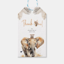 Safari Elephant Cute Animals Baby Shower Tack Presentetikett