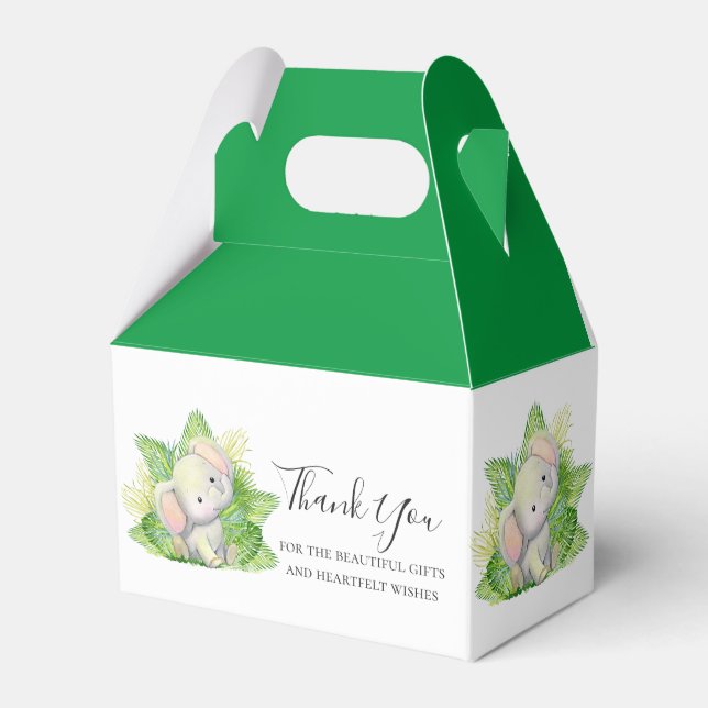 Safari Elephant Favor Box Presentaskar (Framsidan Sidan)