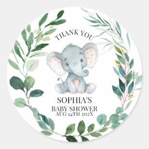 Safari Elephant Gender Neutral Baby Shower Runt Klistermärke