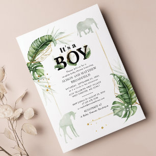 Safari Elephant Giraffe Baby Shower-inbjudan