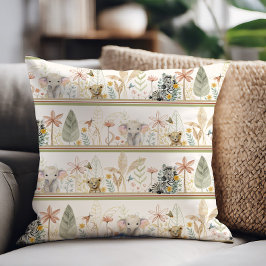 Safari Elephant Lejon Zebra Jungle Foliage Pojke Kudde