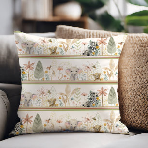 Safari Elephant Lejon Zebra Jungle Foliage Pojke Kudde