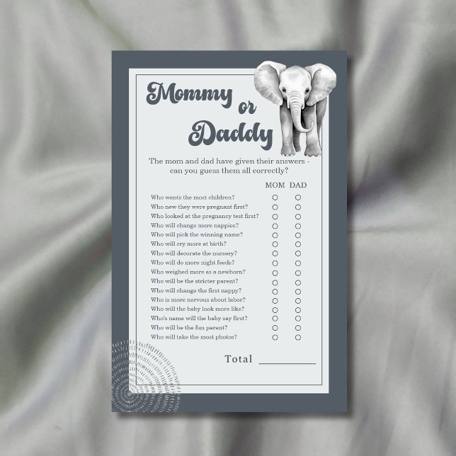Safari Elephant Mamma eller Baby Shower Game (Skapare uppladdad)
