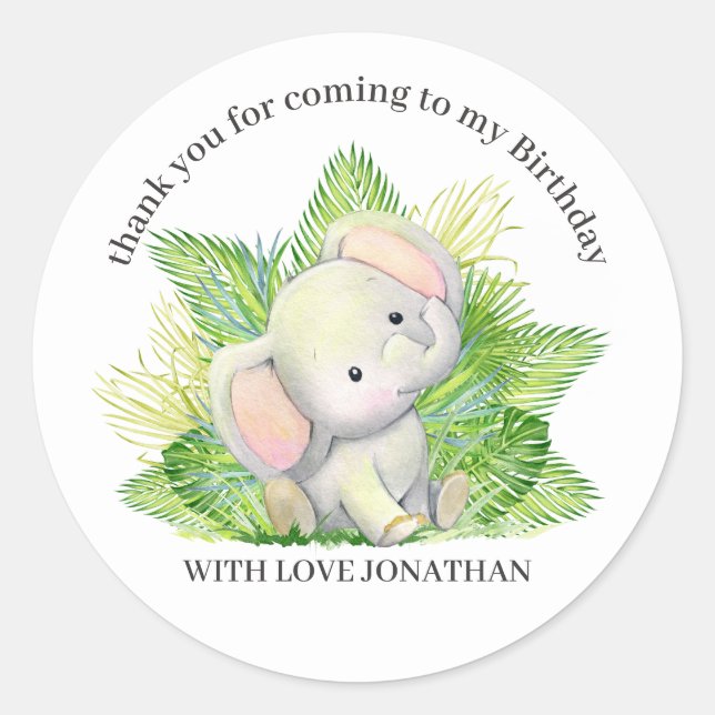 Safari Elephant Runt Klistermärke (Framsida)