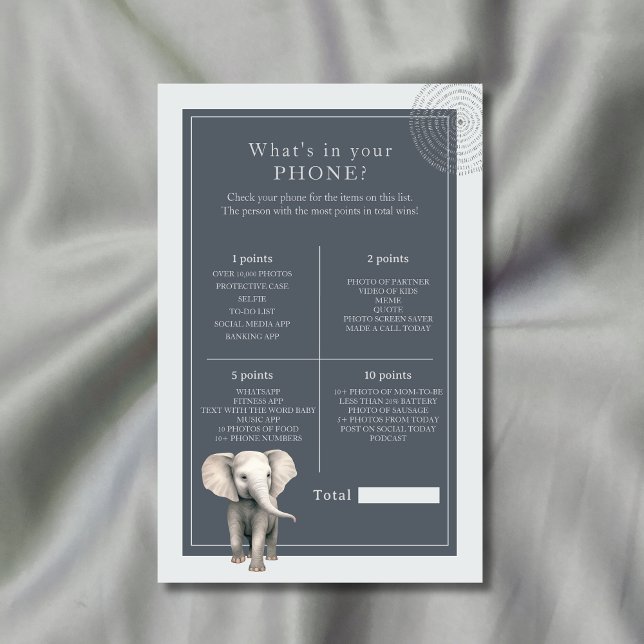 Safari Elephant What's in Your Mobil Baby Shower (Skapare uppladdad)