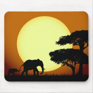 Safari elephants vid sunset musmatta