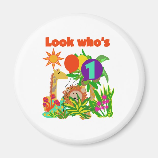 Safari First Birthday Magnet (Framsidan)