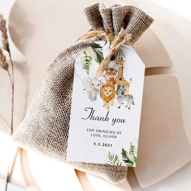 Safari-födelsedag tack märkre presentetikett (Skapare uppladdad)