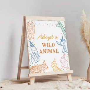 Safari Födelsedagsfest Adoptera ett djur Bordsskyl Poster