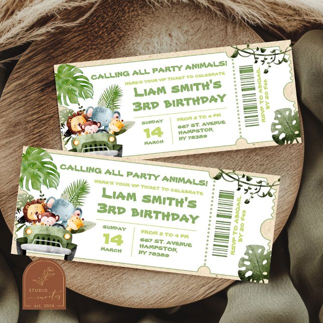 Safari Födelsedagsfest Biljett (Skapare uppladdad)