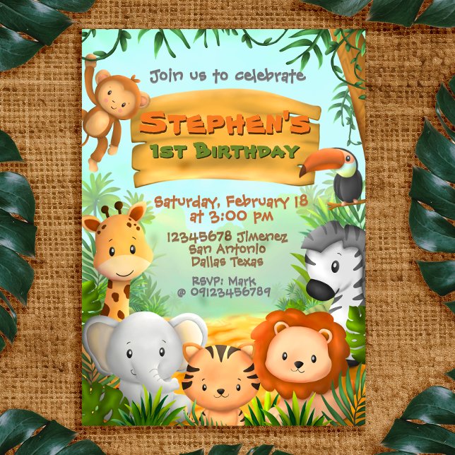 Safari Födelsedagsfest Inbjudningar (Safari Birthday Invitation )