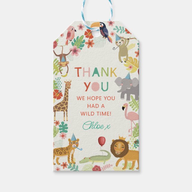 Safari Födelsedagsfest Presentkort, Söt Safari Tem Presentetikett (Framsidan)