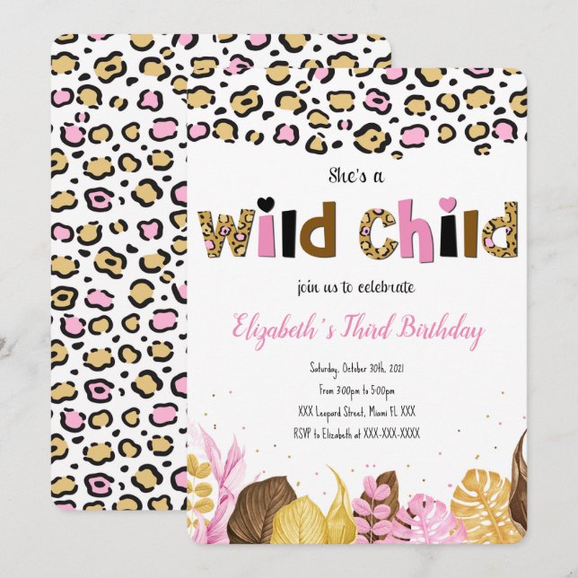 Safari födelsedagsinbjudan inbjudningar (Fram/baksida)