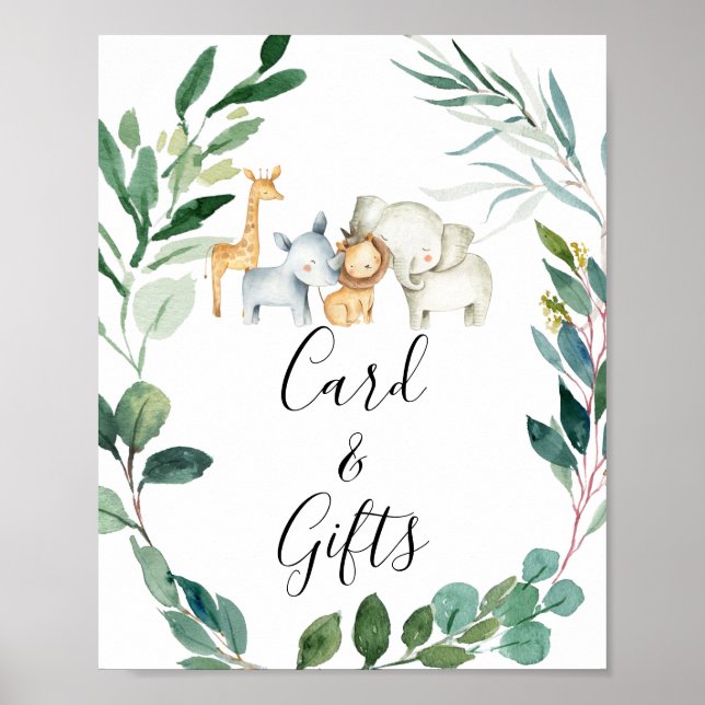 Safari Foliage WAN Baby Shower Sign Sign Poster (Framsidan)
