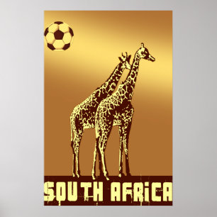 Safari för fotboll för giraffsolnedgångSydafrik Poster
