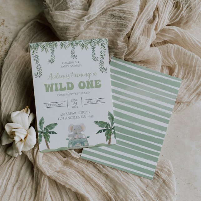 Safari Första födelsedag - inbjudan Mjuk Grönt (Skapare uppladdad)