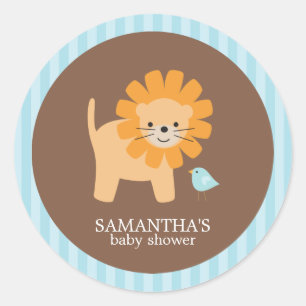Safari Friends Baby Shower Stickers Runt Klistermärke