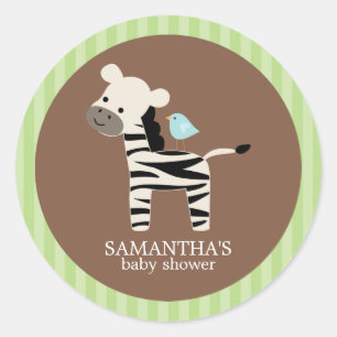Safari Friends Baby Shower Stickers Runt Klistermärke