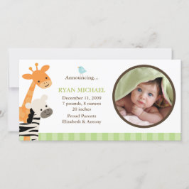 Safari Friends Birth Notice cement Meddelande