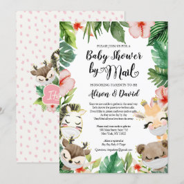 Safari Friends | GIRL Baby Shower by Mail Inbjudningar