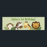 Safari Friends Jungle Animal Birthday Banner Sign Poster<br><div class="desc">Lägg till perfekten som avslutar pekpennan till den speciella händelsen med en banderoll för personlig. Anpassa med egen text. Koordinerar artiklar som finns i vår butik.</div>