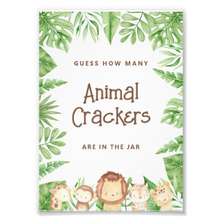 Safari Game Baby Shower - redigerbart tecken Fototryck