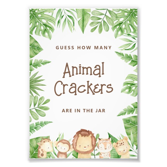 Safari Game Baby Shower - redigerbart tecken Fototryck (Framsidan)