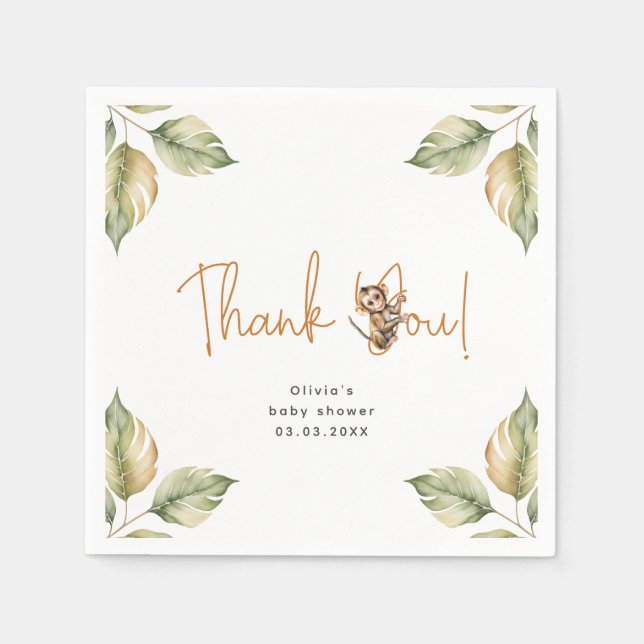 Safari Gender Neutral Baby Shower Pappersservett (Framsidan)