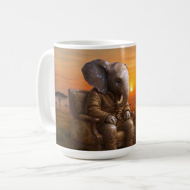 Safari Gentleman Elefant Kaffemugg (Framsida vänster)