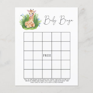 Safari Giraff - Baby shower bingo spel