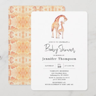 Safari Giraff Baby Shower Inbjudningar