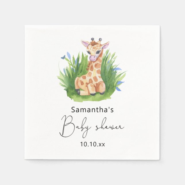 Safari Giraff baby shower Pappersservett (Framsidan)