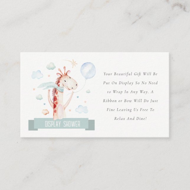 Safari Giraff Ballong Display Shower Baby Shower Tilläggskort (Framsida)