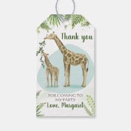 Safari Giraff Grön Blad Tack För Förmån Gift Tag Presentetikett