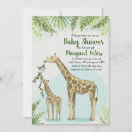 Safari Giraff Gröna blad Baby Shower Inbjudningar