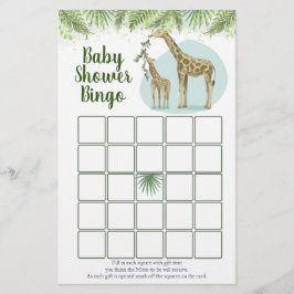 Safari Giraff Lämnar Baby Shower Bingo Spel
