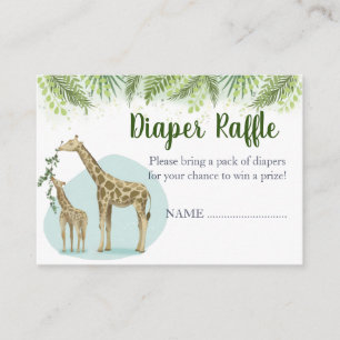 Safari-giraff Lämnar Baby Shower Blöja Lotteri Tilläggskort
