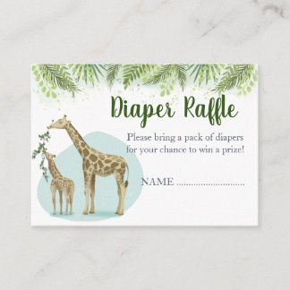 Safari-giraff Lämnar Baby Shower Blöja Lotteri Tilläggskort