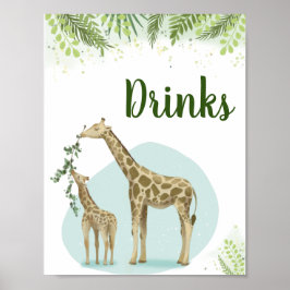 Safari-giraff lämnar babyshowdrycker Skylt