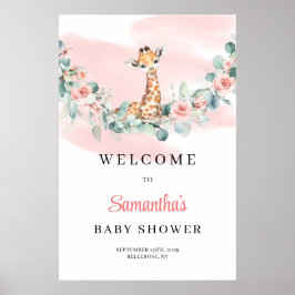 Safari Giraff Välkommen Baby Shower för Flicka Poster