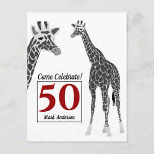 Safari Giraffe 50:e Födelsedagsfesten Inbjudningar
