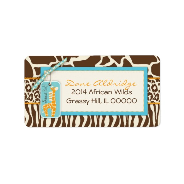 Safari Giraffe-adressetikett Adressetikett (Framsidan)