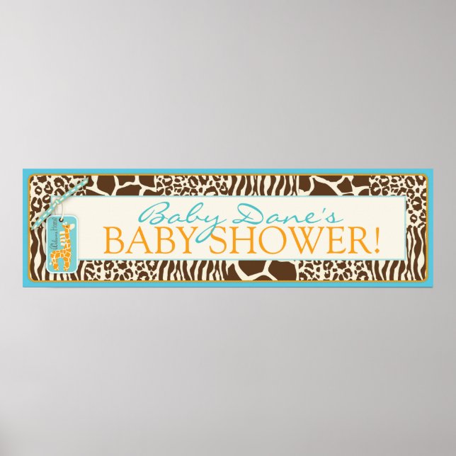 Safari Giraffe Baby Shower Banner Poster (Framsidan)
