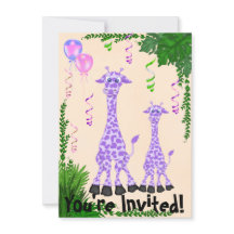 Safari Giraffe Baby Shower-inbjudan för flickor