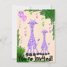 Safari Giraffe Baby Shower-inbjudan för flickor Inbjudningar
