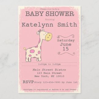 Safari Giraffe Baby Shower-inbjudan Inbjudningar