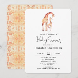 Safari Giraffe Baby Shower Inbjudningar