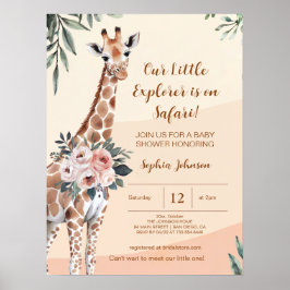 Safari Giraffe Baby Shower Välkomstskyltskammare Poster