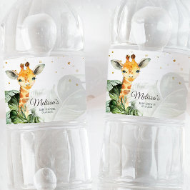 Safari Giraffe Baby Shower Vattenflaskor Etikett